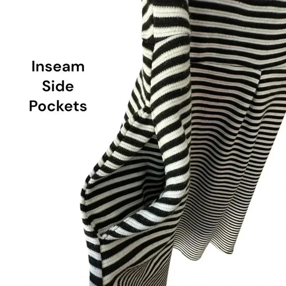 SLEEVELESS FIT & FLARE BLACK & WHITE STRIPE DRESS POCKETS | SMALL - Picture 6 of 9